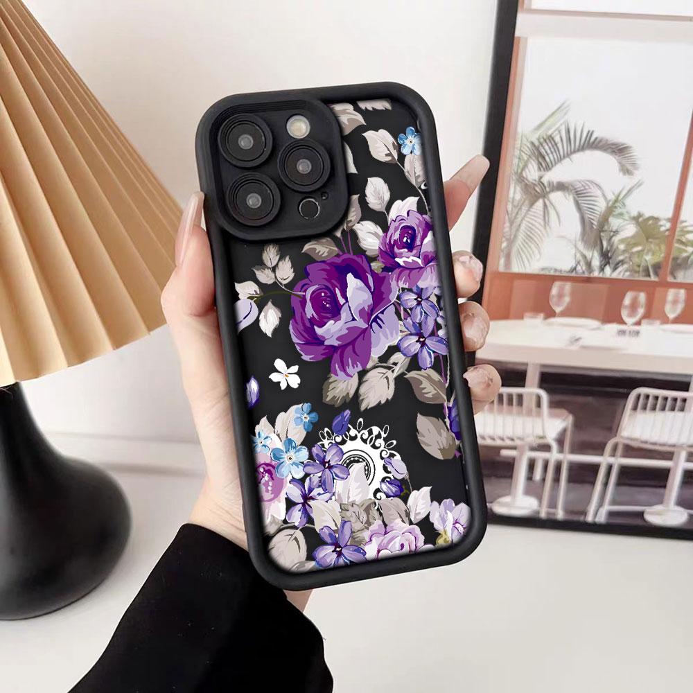 Belle Coque de Téléphone Fleurs Violettes Pour iPhone Apple 17 AIR 16 16E 11 12 13 14 15 XR Plus Pro Max Coque DIY Housse TPU antichoc