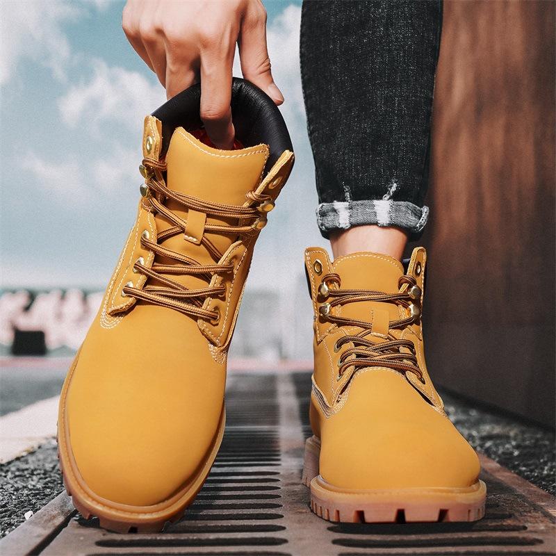 Popular Martin Boots Men's British Casual Trend High-top Shoes Fashion Couple Tooling Boots Big Head Big Yellow Boots