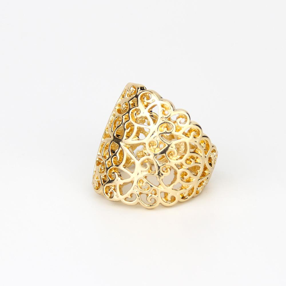 Chic Gold Color Metal Ring for Women Wedding Jewelry Hollow Out Arabesque Bijoux Wholesale