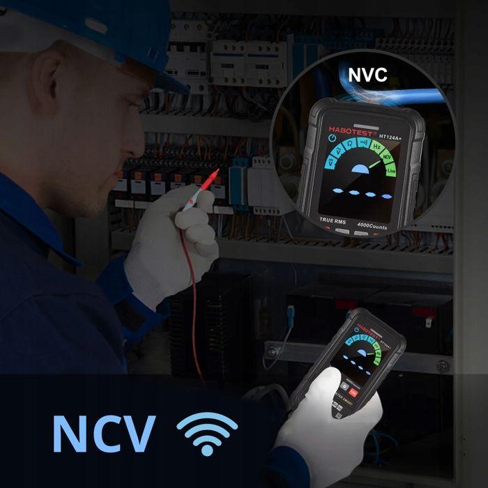 Multimètre numérique universel habotest ht124+ ncv avec lampe de poche led + piles