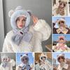 Thermal Elastic Scarf Hat Bear Ear Decor Autumn Winter 2 In 1 Scarf Hat Outdoor Activities Skiing Camping Warm Headwear