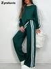 Fall Winter Fashion Casual Striped Long Pants with Long Sleeve New Style Crew Neck Set Women's Clothing