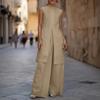 2026 Womens Linen Cotton Sleeveless Vest Top Wide Leg Pants Set Casual Elegant Outfit