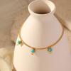New turquoise pendant round snake chain bracelet fashionable personality versatile stainless steel gold-plated bracelet