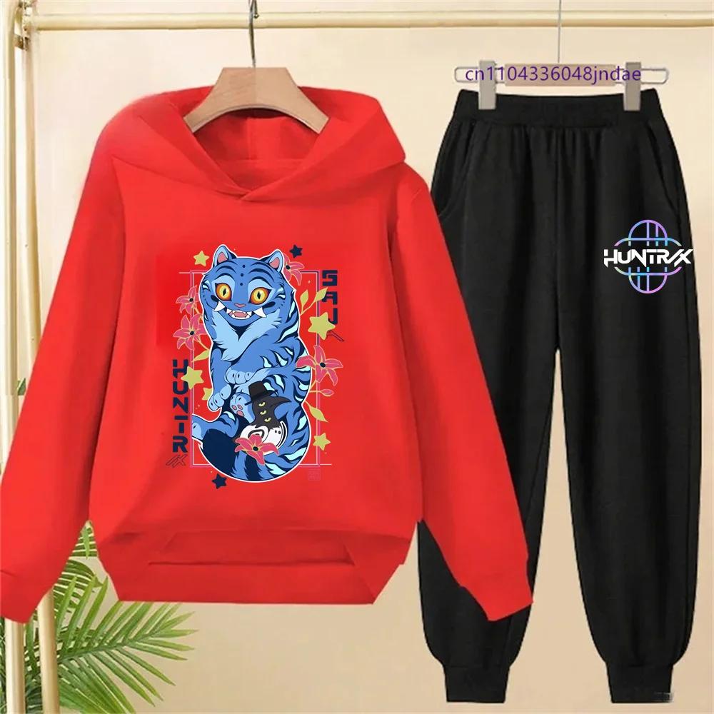 KPop Łowcy Demonów Dzieci Kreskówka Bluza z Długim Rękawem i Spodnie 2-częściowy Zestaw Maluch Niemowlę Dziewczynki Chłopcy Strój Butikowa Odzież Garnitur