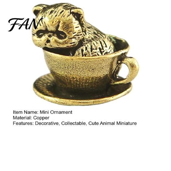Miniature Cat Figurines for Fairy Gardens Teacup Statue, Cute Brass Dog Figurine, Collectible Desktop Pet Statues Collectable Animal DIY Craft,