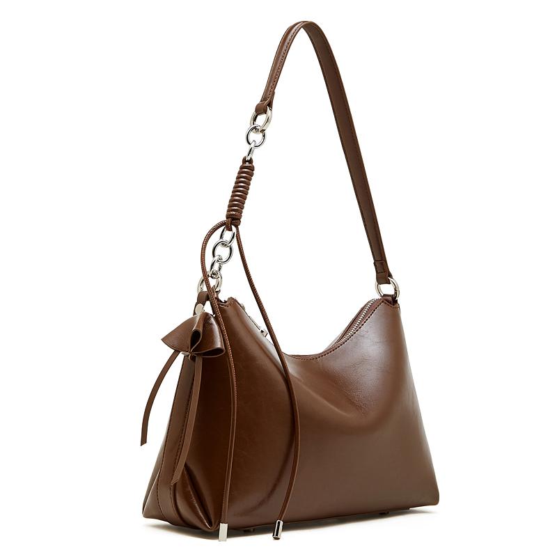 Hifashion Cowhide Genuine Leather Hobo Shoulder Bags For Women 2025 Luxury Designer Crossbody Purse Half Moon Ladies Handbags