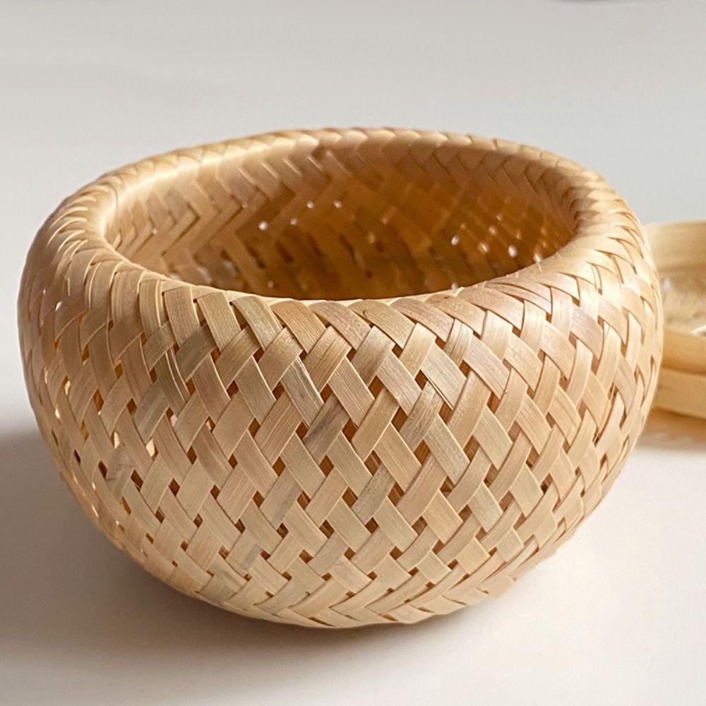 Desktop Ornament Bamboo Storage Basket Fruit Dried Fruit Snack Woven Basket Cute Tea Basket
