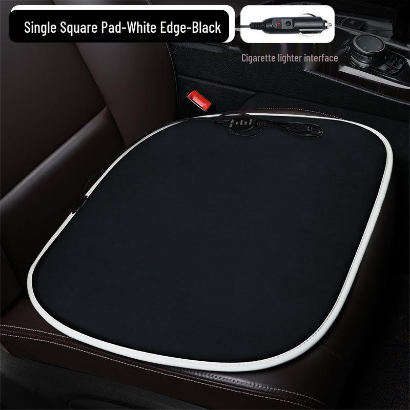 Plaid Heated Car Seat Cushion for All Seasons - Single Seat Interior Accessory.