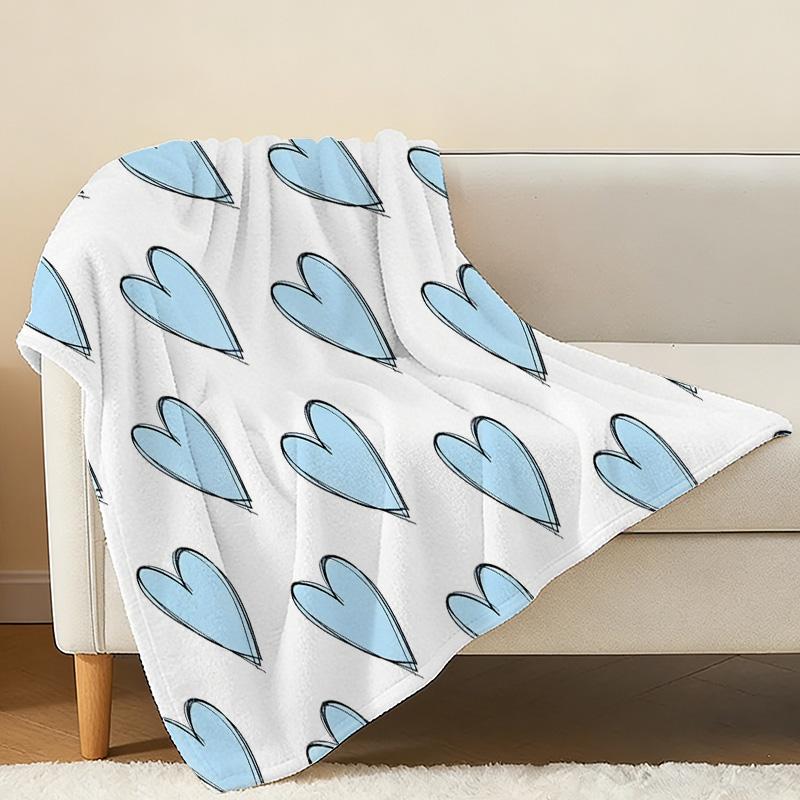 Love Pattern Flannel Blanket - Lightweight, Skin-Friendly & Warm Soft Throw, Cozy Home Decor for Window Seat, Perfect for Christmas & Halloween