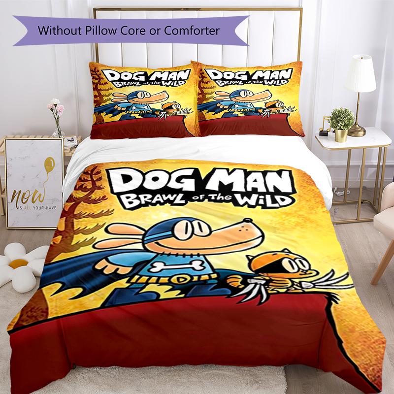 3pcs Dog Man Bedding Set Duvet Cover Closure Includes 1 Duvet Cover & 2 Pillowcases, Soft and Comfortable for All Seasons.