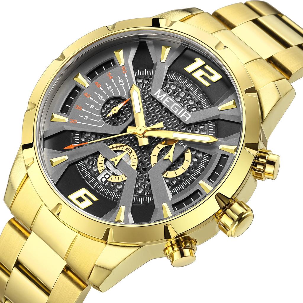 MEGIR Fashion Men's Watches Waterproof Stainless Steel Business Casual Wristwatch with Chronograph Male Clock Reloj Hombre 2221