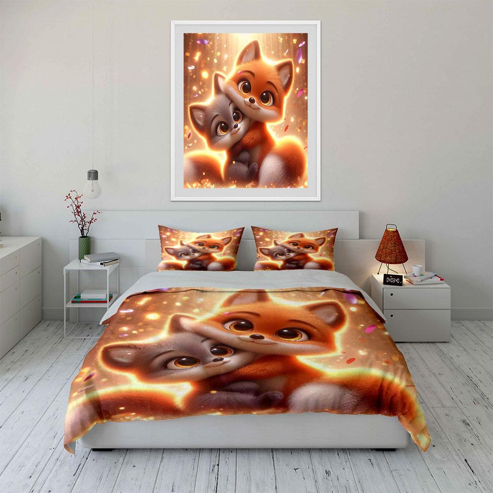 Warm And Gentle Hug Glow Duvet Cover Set With 3D Printing Design Soft Polyester Bedding Set All-Season Comfort Luxury Gifts