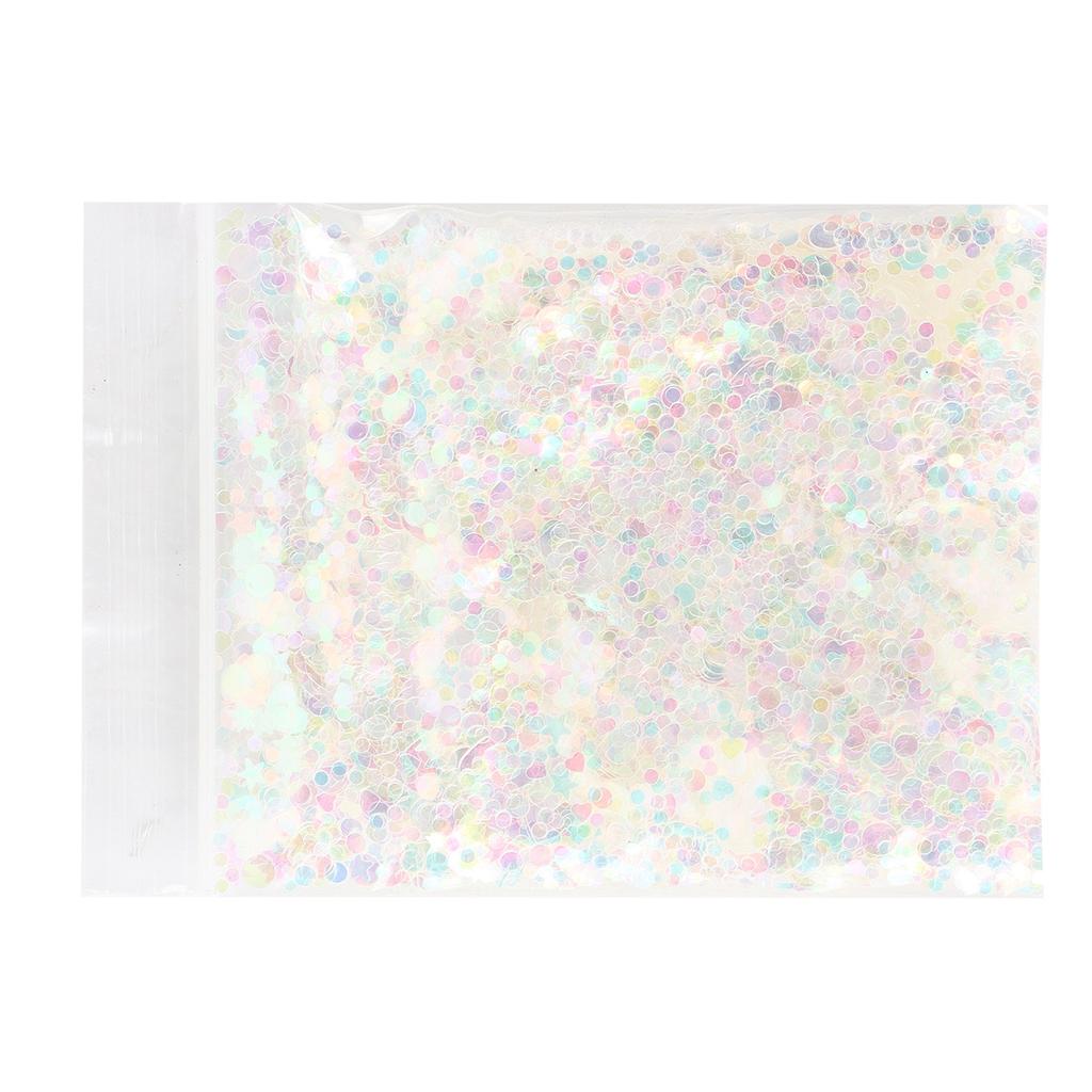 Glitter Confetti 10g LKYS‑022 White PET Color Round Hollow Sky Makeup Crafts Epoxy Gifts