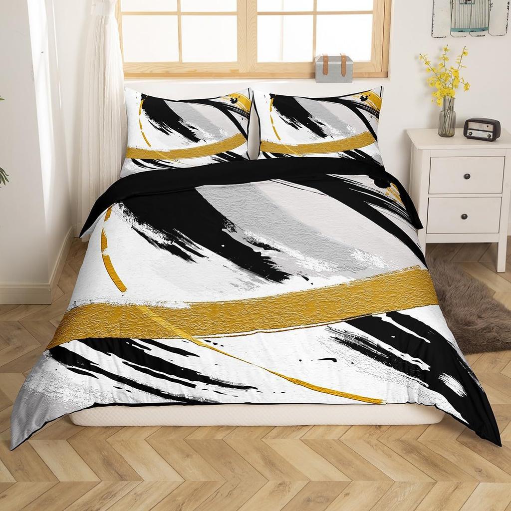 Modern Geometric Lines Three-Piece Quilt Cover Digital Printing Bedding Set Bed Cover