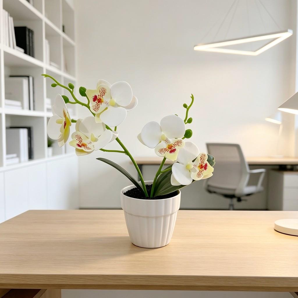 Butterfly Orchid Fake Flower Plant With Plastic Base For Home Decor And Wedding Centerpieces