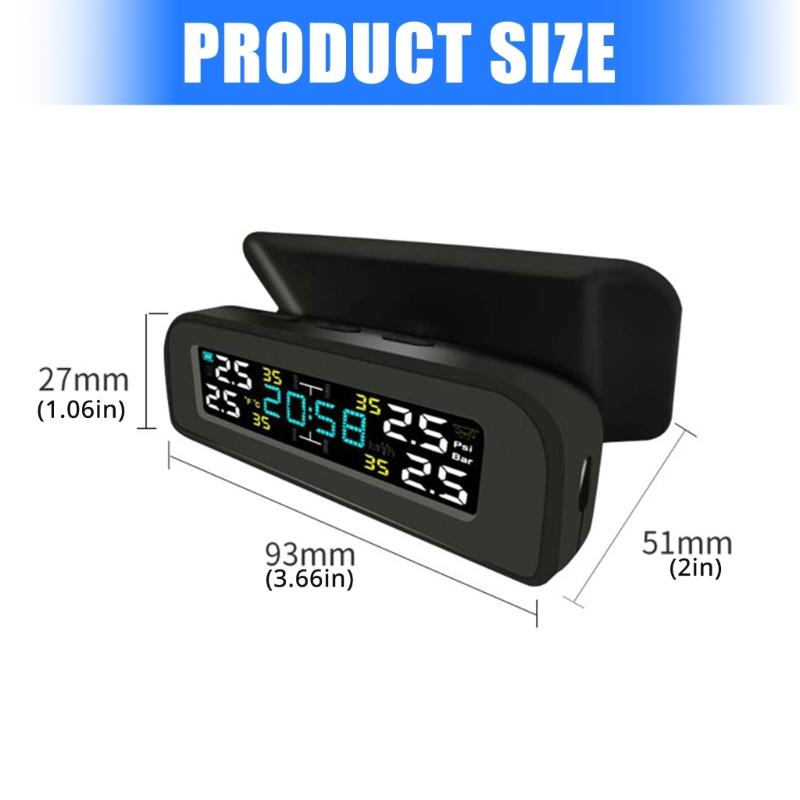 Solar Tire Pressure Monitor With Easy To Install External Sensors & Clear Display Suitable For Daily Commute Long Trips