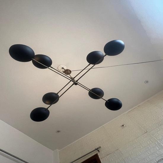 8-Light Mid Century Modern Chandelier Black Sputnik Ceiling Light Fixture for Living Room, Bedroom, Kitchen E12/E14 Socket