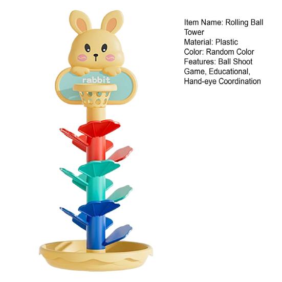 Kids Ball Shoot Track Toy 45753 Layers Cartoon Rabbit Rolling Ball Tower