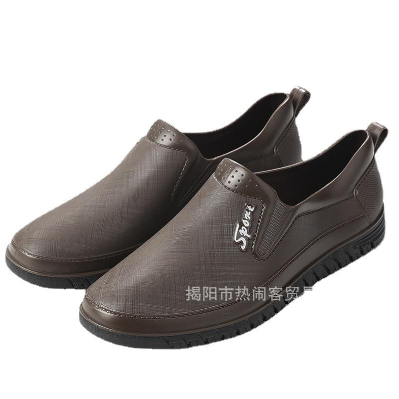 Men's fashion low-top rain shoes outdoor glove shoes wading shoes non-slip worker shoes kitchen water shoes imitation leather one-pedal rubber shoes