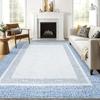 Modern Distressed Blue White Area Mat Soft Low Pile Machine Washable Non Slip Backing Living Room Bedroom Office Kitchen