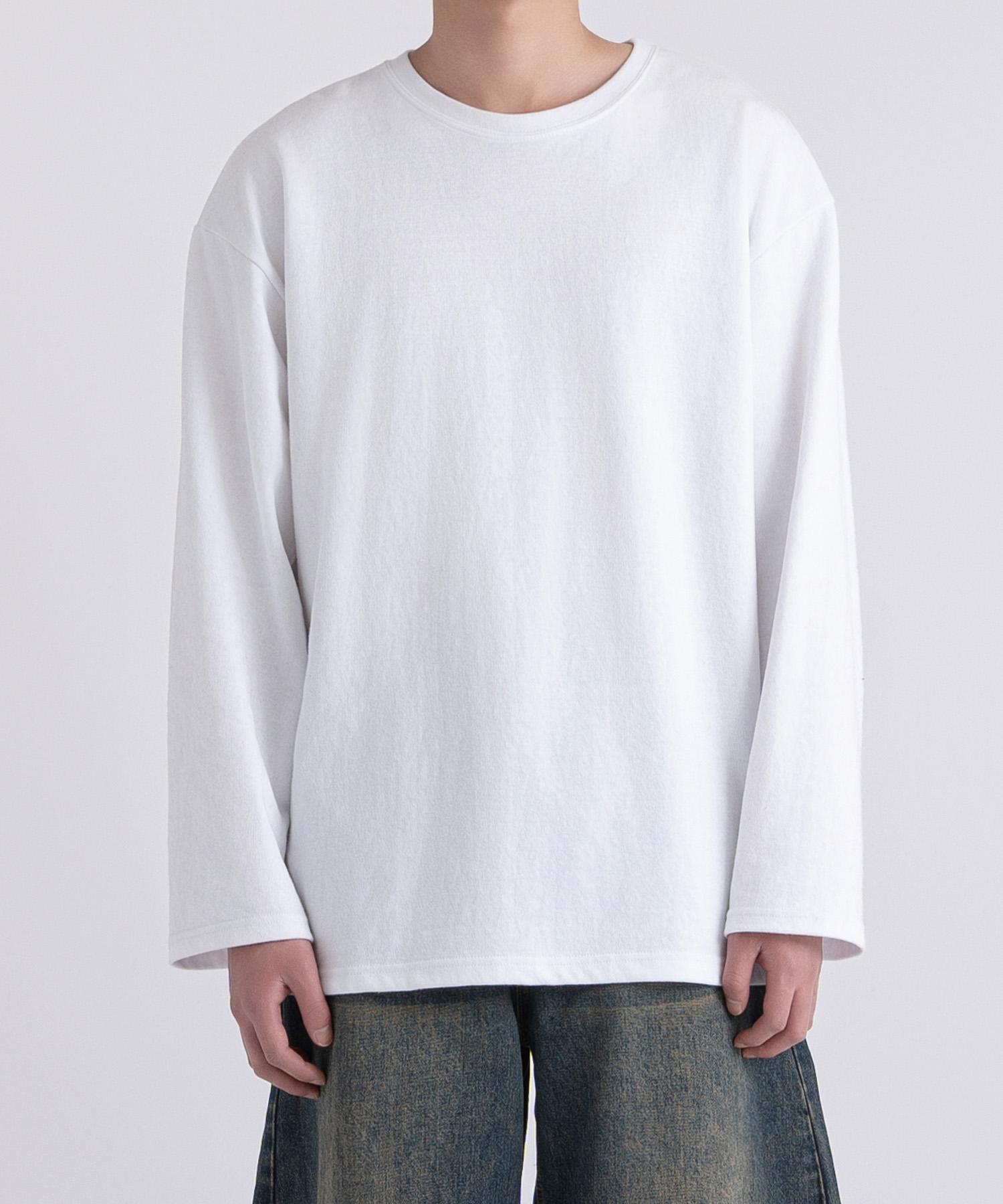 Under Off Layered Crew Neck Long Sleeve Plain T-Shirt White White/L