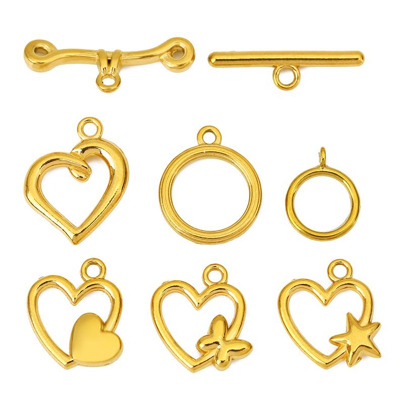 5sets Stainless Steel Toggle OT Clasps Necklace Hooks PVD Never Fade End Connectors For Bracelet Diy Jewelry Making Accessories