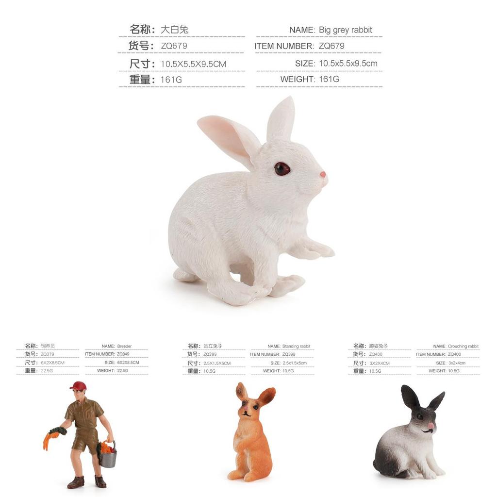 Farm Rabbit Scene Pvc Miniature With Standing And Sitting Rabbits For Micro Landscape Decor
