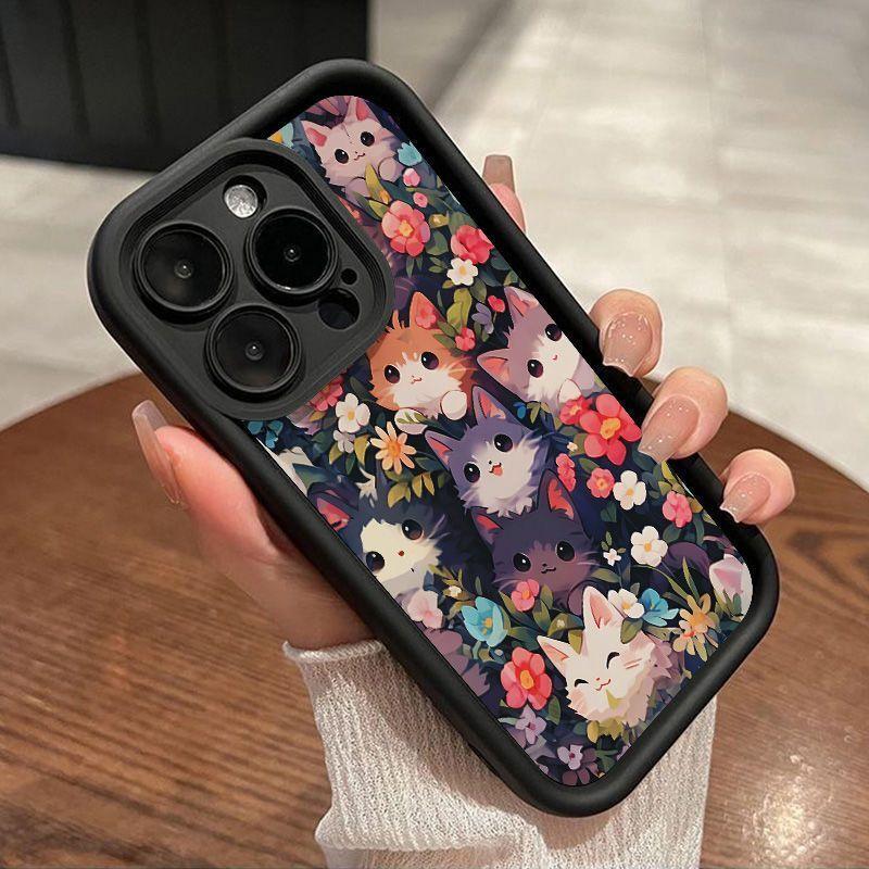 Flower Crow Cat iPhone17Promax Mobile Phone Case Ladder Applicable To Apple 16promax All-Inclusive Sky Eye 15 Sets