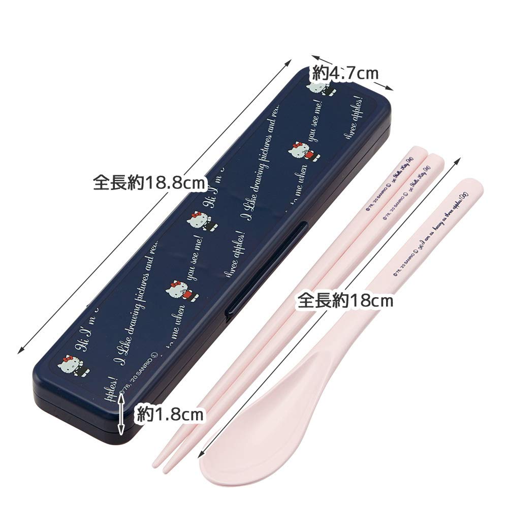 Skater Chopsticks and Spoon Silver Ion Hello Kitty Made in CCS3SAAG Set, Ag+ Antibacterial, 21, Sanrio, Japan, 18cm,