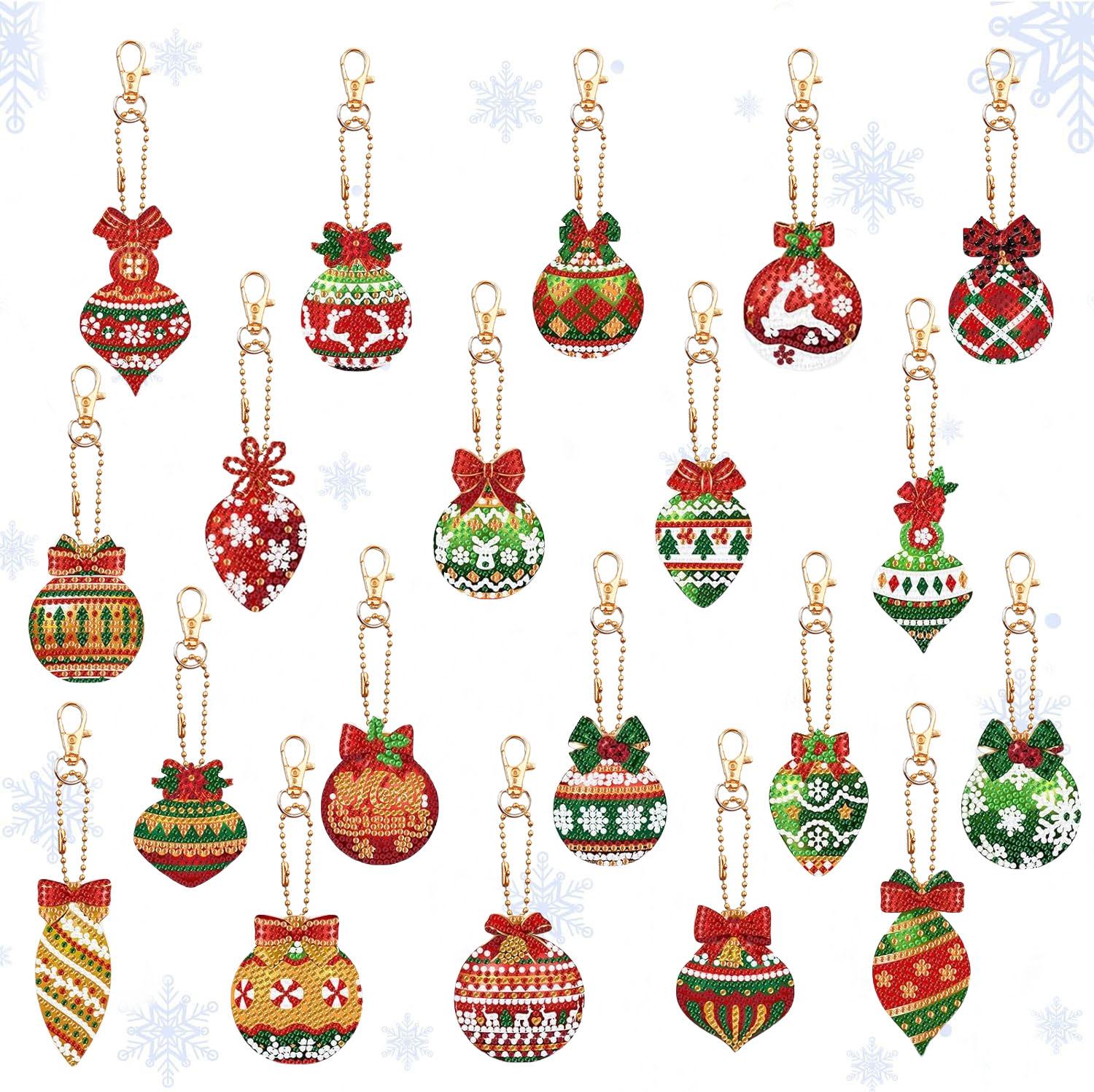 

24 DIY Christmas/flower-themed diamond art painting sets, crystal decorations and embroidered keychain decorations