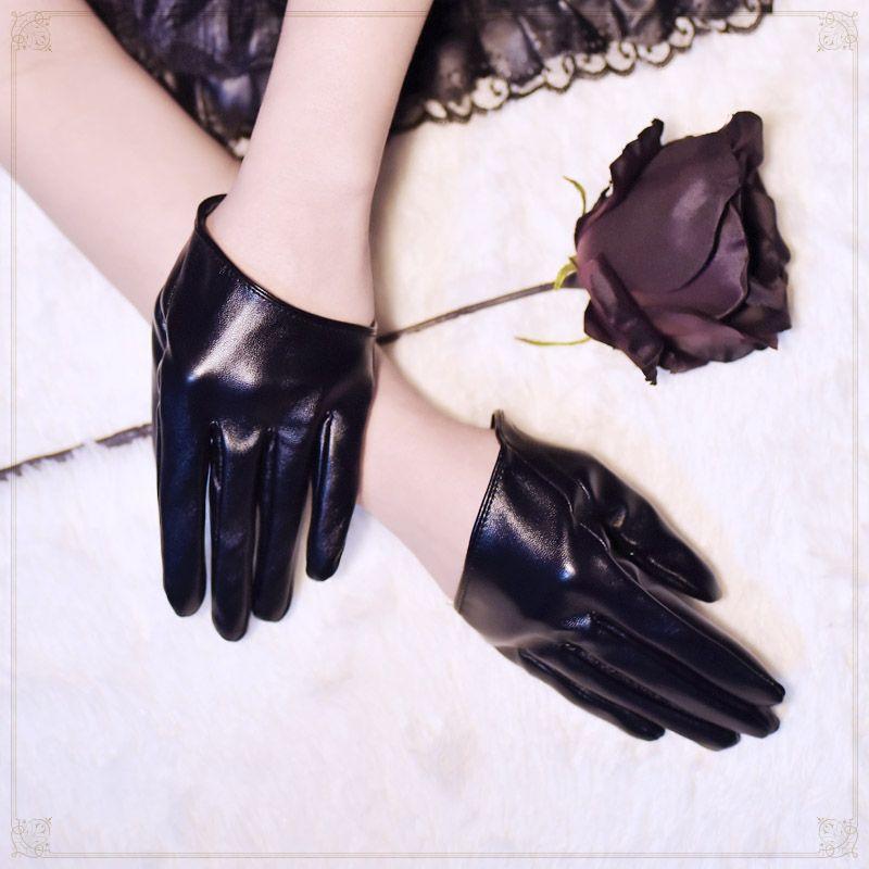 

Кос Открытая спина Полупанк Готика Монахиня Кожаные перчатки Black PU leather half Palm Gloves