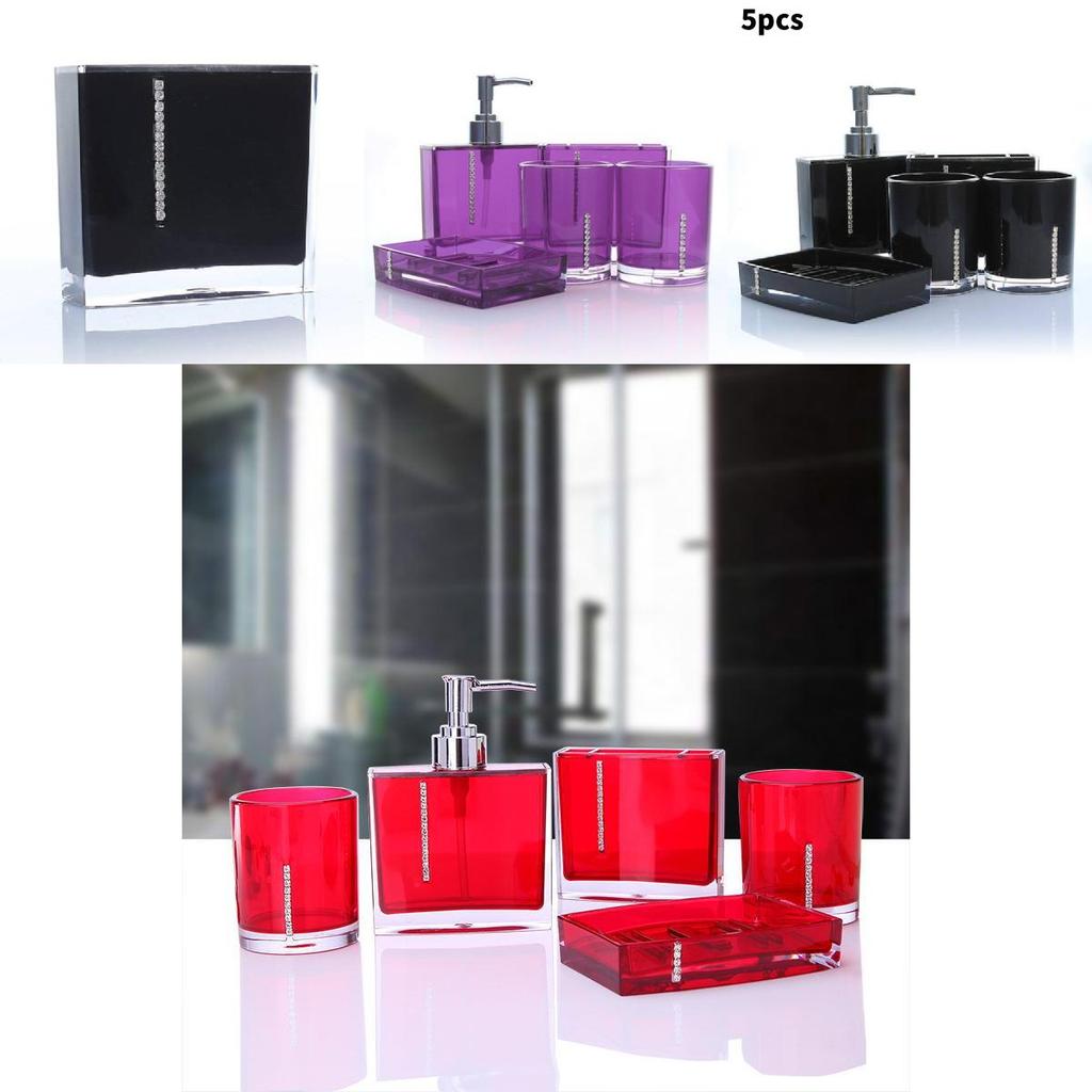 Classic Acrylic Bathroom Five Piece Set With Bright Colors For Household And Bridal Gift