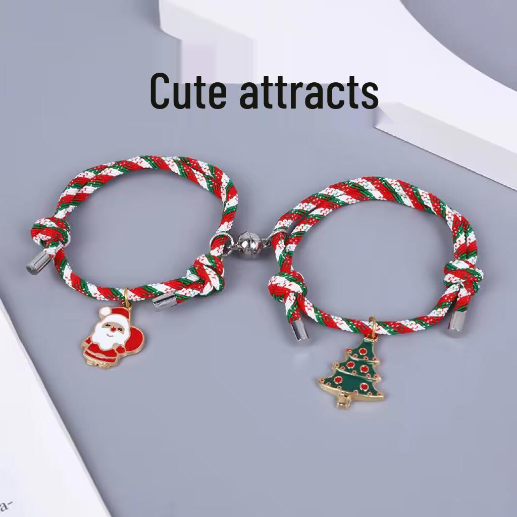 Weihnachts-Cartoon-Armband: Kreatives Verstellbares Handseil für Paare & Freunde - Buntes Geschenk