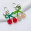 Kirsch Perlen Schlüsselanhänger Rosa Herz 7,5cm Niedliches Handgemachtes Kristallperlen Accessoire für Damen und Teenager Taschenanhänger
