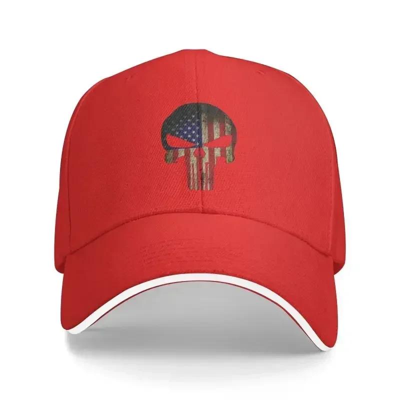 Custom Skull Baseball Cap Adult United States Flag Adjustable Dad Hat Unisex Women Sports