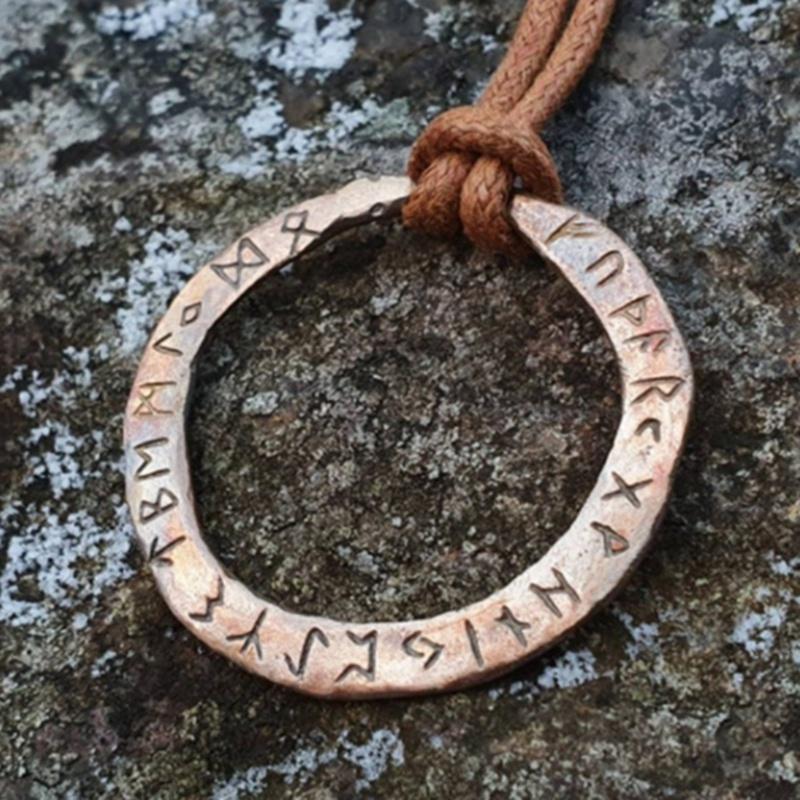 Vintage Norse Mythology Viking Odin Symbol Old Futhark Runes Viking Necklace Jewelry Lover Country Pendant