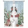 Christmas Snowman Tree Gift Snowflake Mockingbird Sheer Curtains Bedroom Decoration Window Curtain Kitchen Tulle Voile Curtains