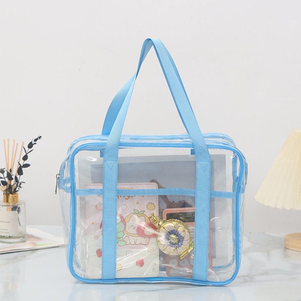 Large Capacity Makeup Storage Bag Zipper Bag Waterproof Toiletries Organizer PVC Casual Stationery Organizer Pouch