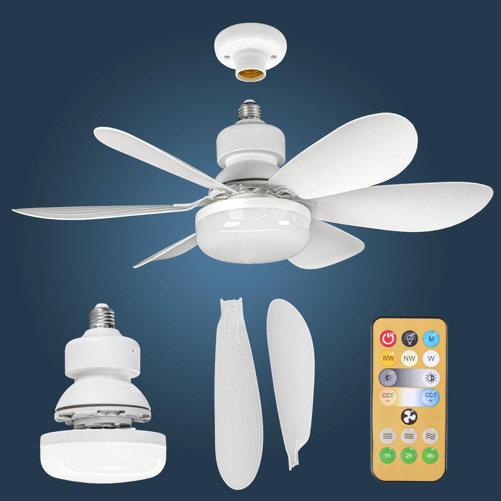 Ceiling Fan Lighting Dimmable Light Color Temperature Modern Ceiling Mount Remote Control Smart E27 Led Ceiling Fan Light