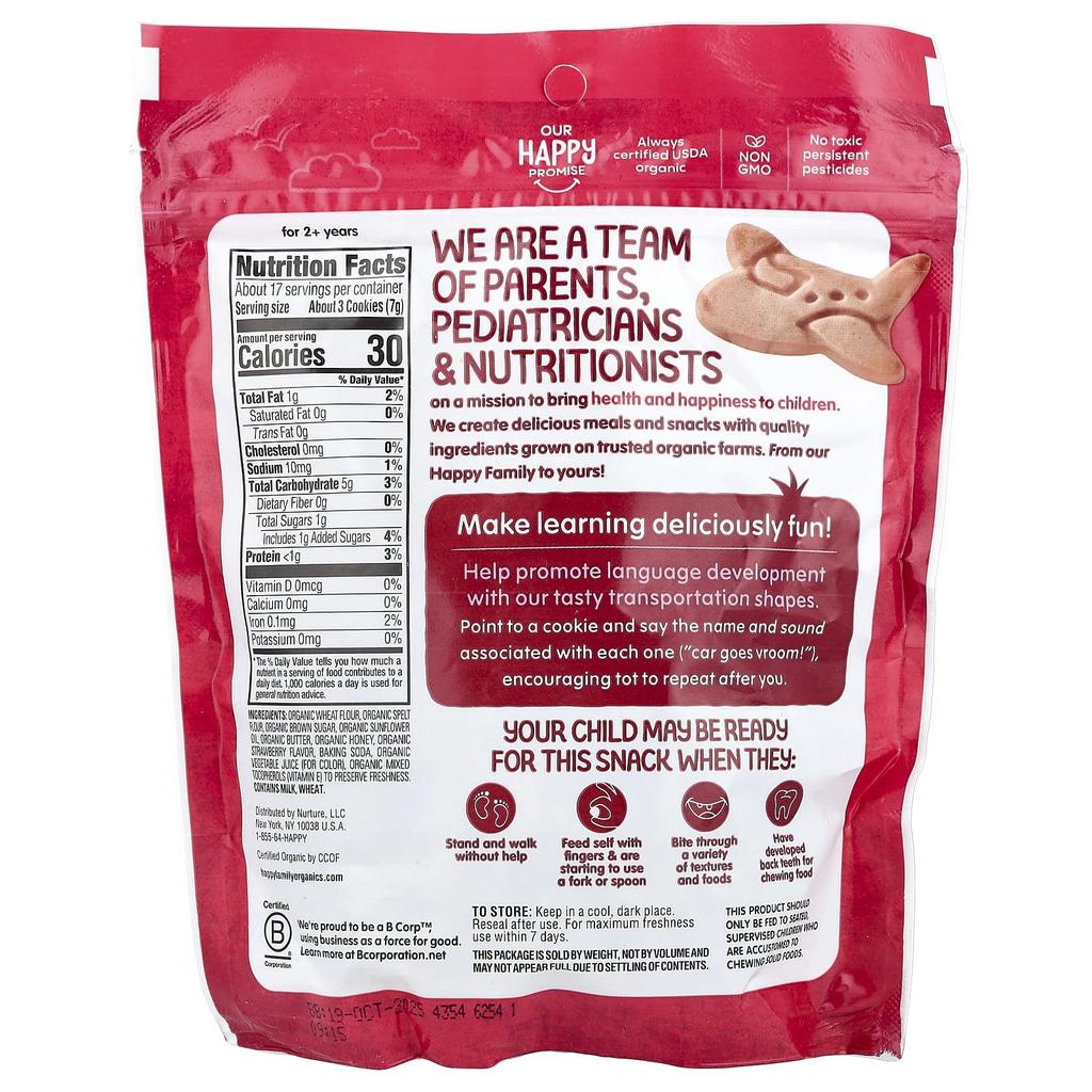 Happy Family Organics Multigrain Cookies, 2-Year-Old, Strawberry, 125g (4.4oz)