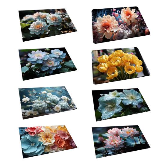 3D Visual Flower Diatom Mud Floor Rug Realistic Floral Doormat Anti-Slip Absorbent Mat for Bedroom Kitchen Bathroom Sofa Coffee Table