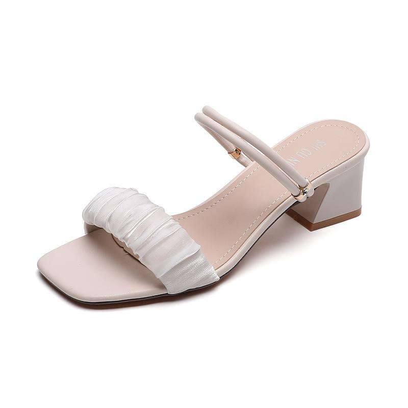 779-1 Half-drag women's outer wear 2025 summer small high-heeled sandals summer French gentle cool slippers