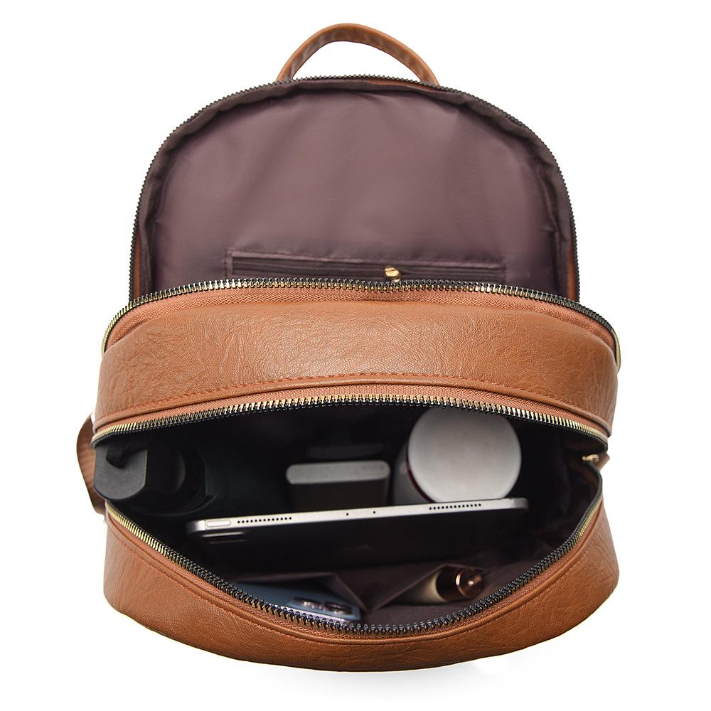 Korean Version of Foreign Style Simple Backpack Women's Color Temperament Versatile Commuter Travel Small Backpack College Student Class Schoolbag