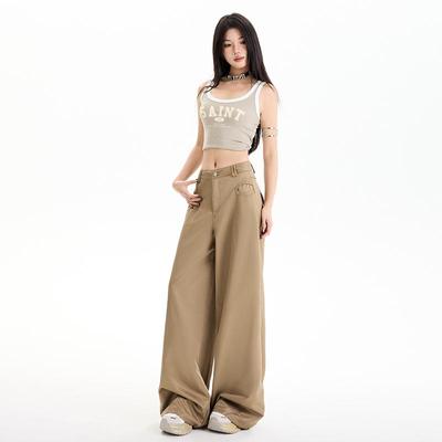 Jinyin Women's Retro Trendy High-Waist Loose Straight-Leg Pants - 2025 Spring Collection