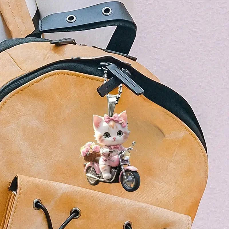 Creative Acrylic Flat 2D Cute Cat Pendant Auto Interior Car Pendant Interior Rearview Mirrors Ornament Car Decoration