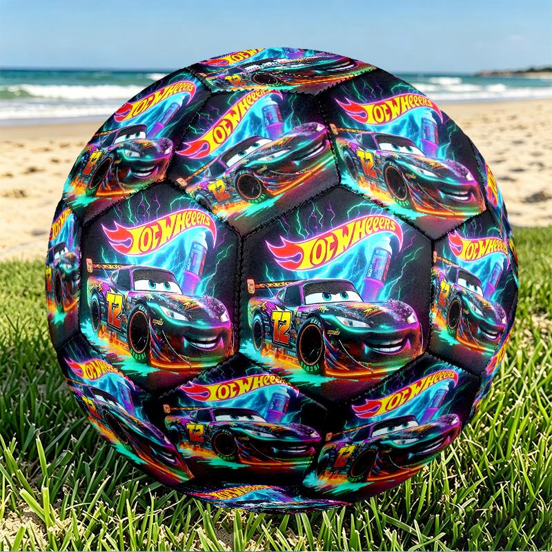 Hot Wheels Print Size 5 Soccer Ball, PU Wear Resistant Football for Match Training and Daily Practice, Birthday Gift for Soccer Fans