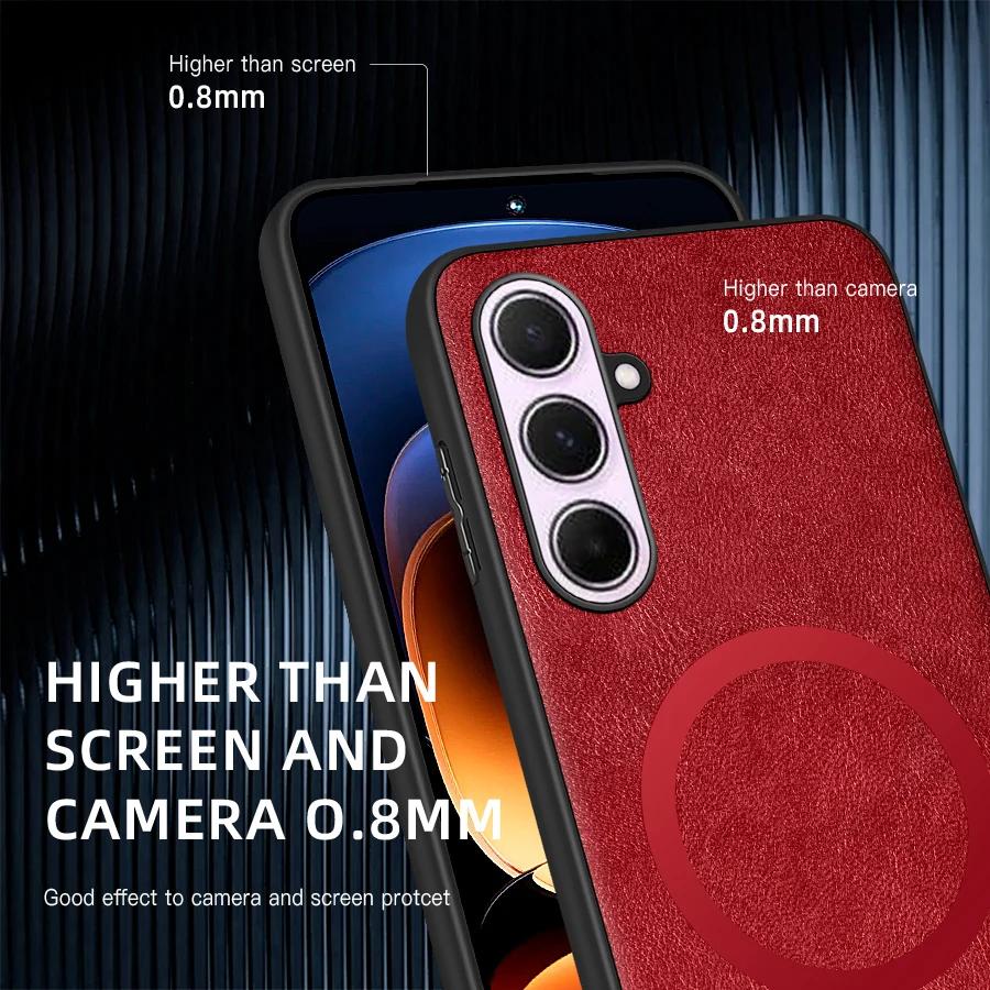 For Samsung Galaxy A56 A55 A54 A53 A52 A52S A51 PU Leather Magnetic Ring Soft Edge Anti-Drop Anti-Fingerprint Phone Case