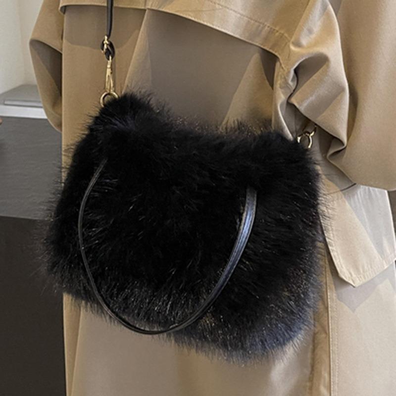 Autumn New Hair Bag Fashion Trend Women's Handbag Texture Large Capacity Small Square Bag Plush Bag