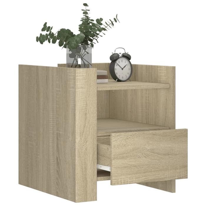 VidaXL Table de chevet chêne sonoma 45x50x50 cm bois d’ingénierie, meuble de chevet, table d'appoint, armoire de lit, 848278